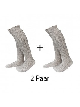 2 Paar Trachten Kniebund Socken beige/meliert
