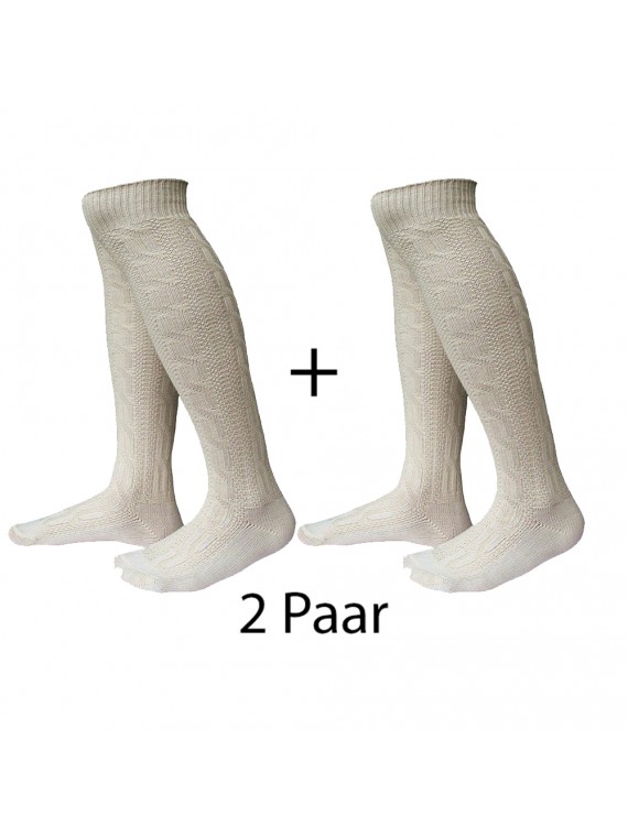 2 Paar Trachten Kniebund Socken Natur